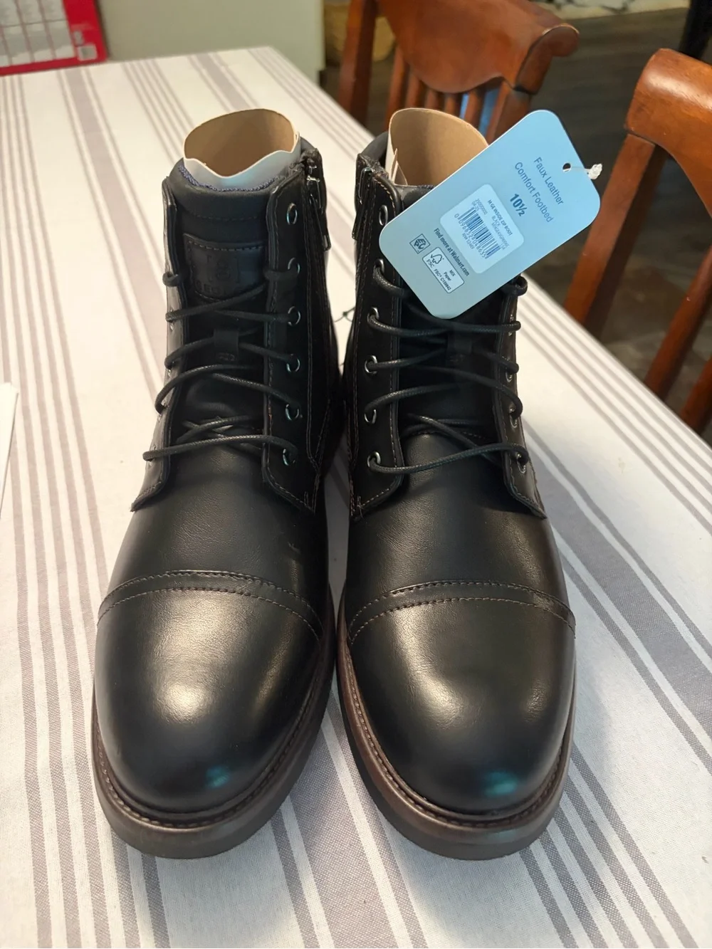 Men's Briwn  Leather Lace-Up Cap-Toe Boots